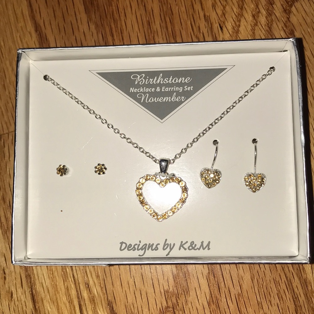 November birthstone necklace & earring set
